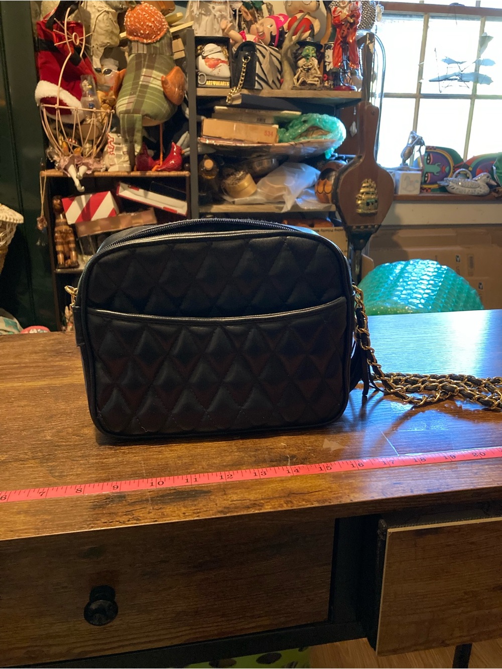 Black quilted crossbody purse